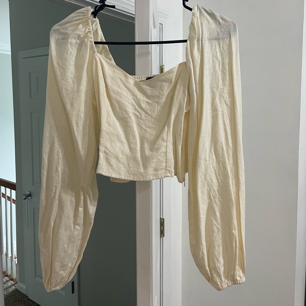long sleeve sheer sleeved blouse